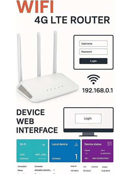 Novacom N300 Wi-Fi 4G-LTE Kablosuz İç Mekan Sim Kart Destekli Modem