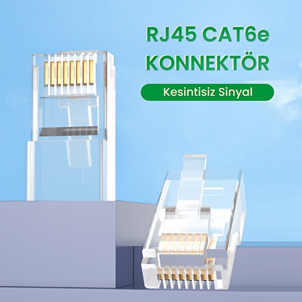 VegGieg CAT 6E - RJ45 Jack 8P8C Altın Kaplama Ethernet Konnektörü - 102 Adet