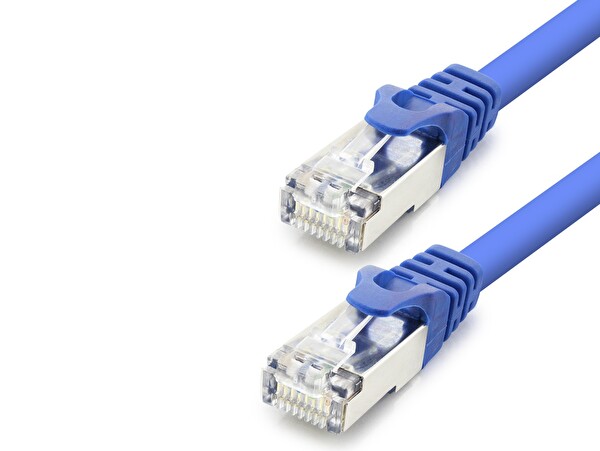 Evimdeyokyok HDX5099 CAT7 10 Gbps 600 Mhz Ethernet Patch Kablosu 1 M - Mavi