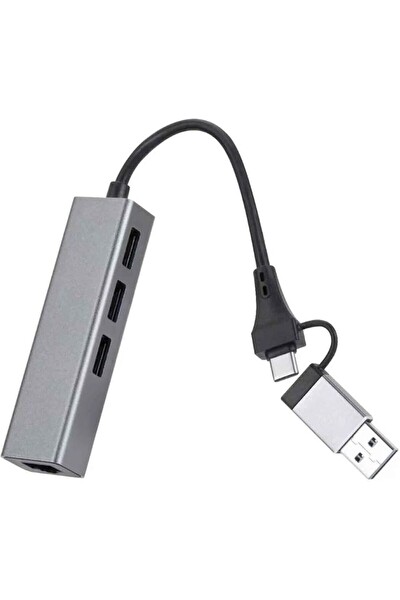 Coverzone USB 3.0 to Ethernet RJ45 LAN Hub 1000Mbps 3 USB 3.0 Portlu Ethernet Adaptör