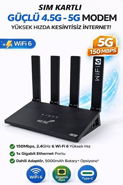 IDS WIFI6 Bağlantı 2.4 Ghz 150 Mpbs 4G Sim Kartlı Modem