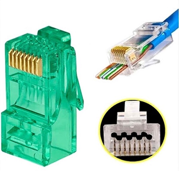Electroon CAT6 EZRJ45 8P/8C Açık Uçlu Soket Yeşil 100 Adet