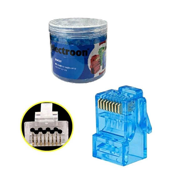 Electroon CAT6 EZRJ45 8P/8C Açık Uçlu Soket Mavi 100 Adet