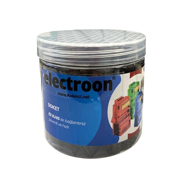 Electroon CAT6 EZRJ45 8P/8C Açık Uçlu Soket Siyah 100 Adet