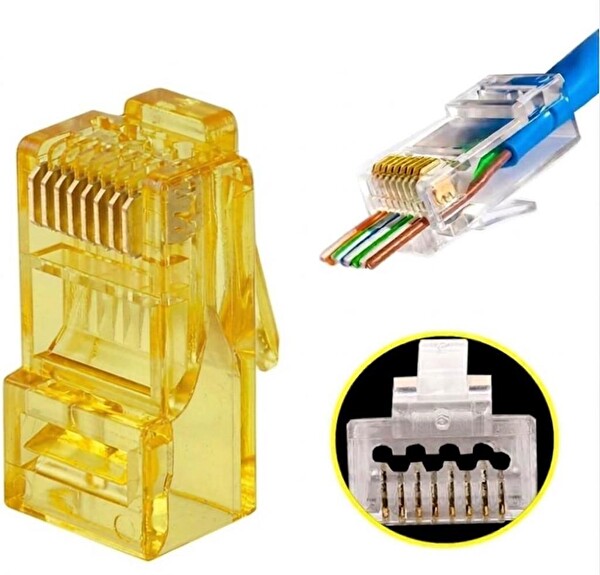 Electroon CAT6 EZRJ45 8P/8C Açık Uçlu Soket Sarı 100 Adet