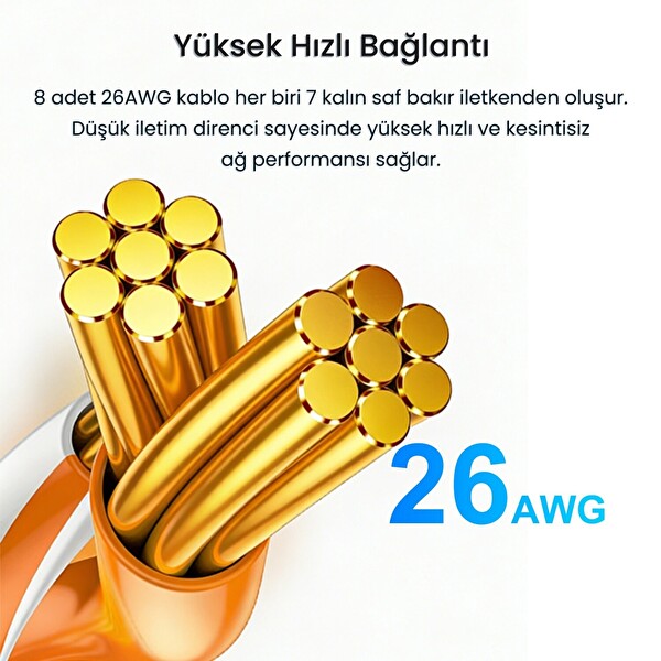 VegGieg Cat6 1000Mbps Gigabit FTP RJ45 Ethernet Ağ Uzatma Kablosu 1 Metre
