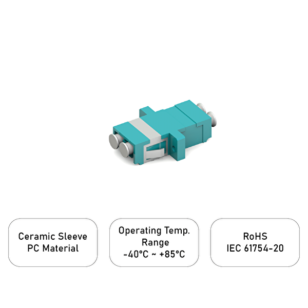 Alfafonet LC/PC Dubleks Multimode OM3 Fiber Optik Adaptör 1 Paket - 25 Adet