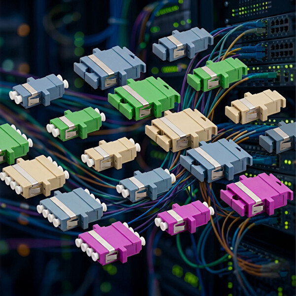 Alfafonet SC/PC Dubleks Multimode OM2 Fiber Optik Adaptör 1 Paket - 25 Adet