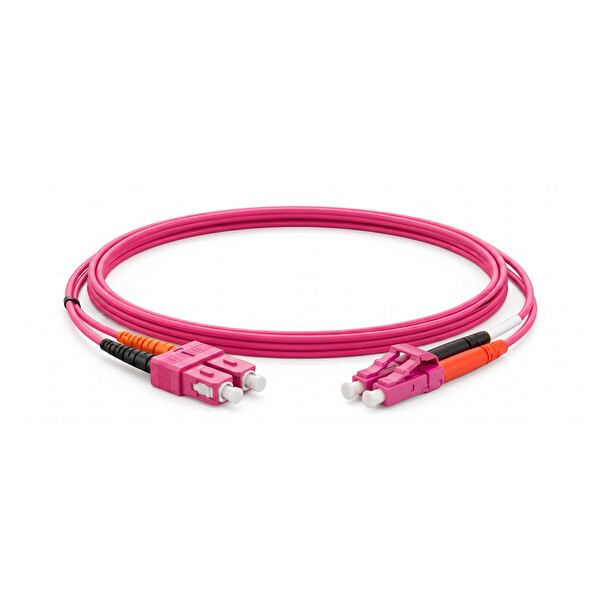 Alfafonet SC/PC-LC/PC Multimode OM4 Dupleks 1 Metre Fiber Patch Cord