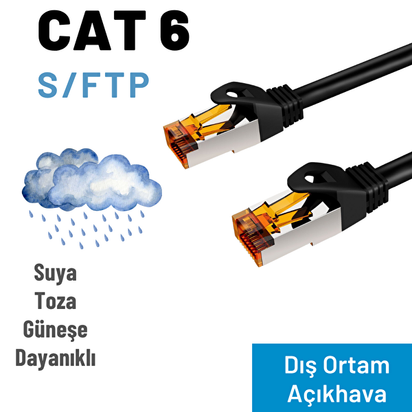 7,50 Metre CAT6 Kablo Dış Ortam Açıkhava Ethernet Network LAN Kablosu