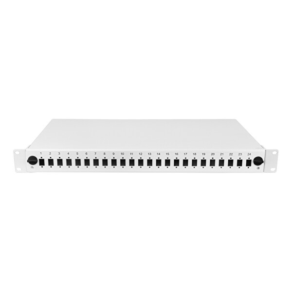 Alfafonet OptiSlide 24 Port SC-SX/LC-DX 1RU Rack Tipi Açık Gri Fiber Optik Patch Panel