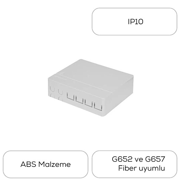 Alfafonet 4 SC-SX/LC-DX Port Fiber Optik Priz Tipi Sonlandırma Kutusu