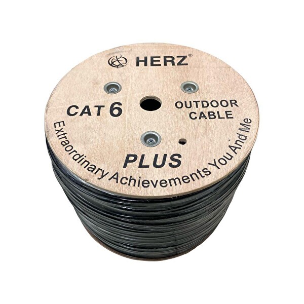 Herz CAT6 Plus 305 MT 23AWG 0.57 MM Outdoor Dış Ortam Siyah Kablo