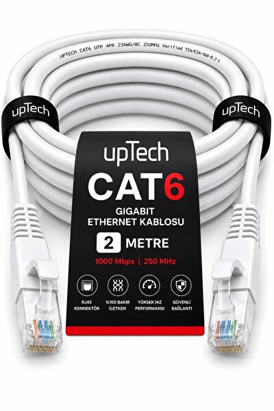 Uptech CAT6 Ethernet RJ45 LAN İnternet Modem Router Bilgisayar Kablosu - 2 Metre