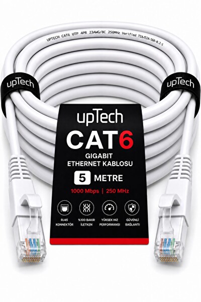 Uptech CAT6 Ethernet RJ45 LAN İnternet Modem Router Bilgisayar Kablosu - 5 Metre