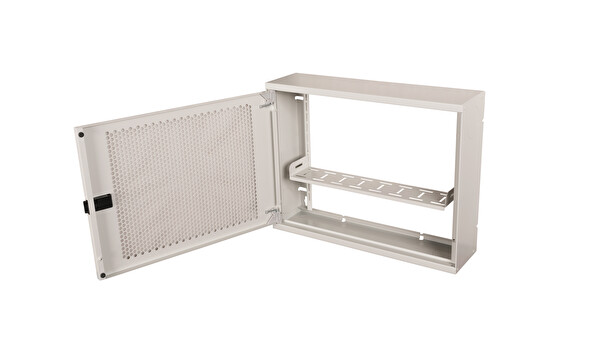 Alfafonet WiFi Box 450 Serisi 450x120x350 MM Mat Beyaz Perfore Metal Kapak Montajlı Duvar Tipi Modem ve WiFi Kutusu
