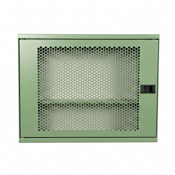 Alfafonet WiFi Box 450 Serisi 450x120x350 MM Yeşil Perfore Metal Kapak Montajlı Duvar Tipi Modem ve WiFi Kutusu