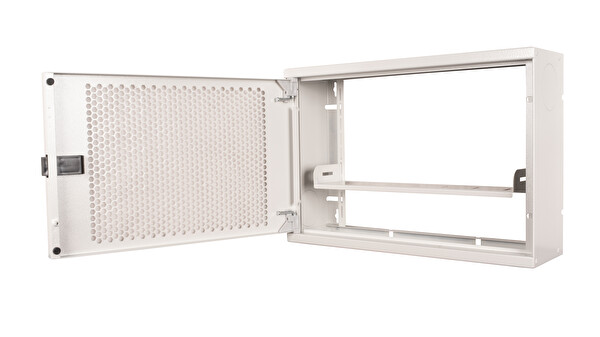 Alfafonet WiFi Box 400 Serisi 400x120x280 MM Mat Beyaz Perfore Metal Kapak Montajlı Duvar Tipi Modem ve WiFi Kutusu