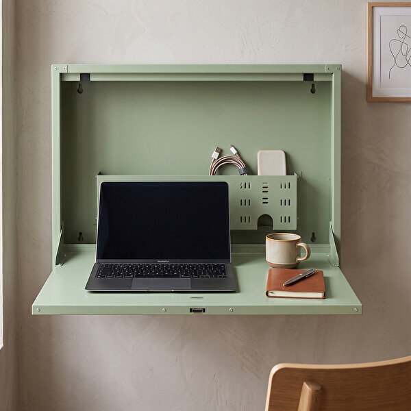 Alfafonet Ziglat 500 Serisi 700x150x500 MM Yeşil 70 KG Taşıma Kapasiteli Duvar Tipi Kilitli Metal Laptop Dolabı