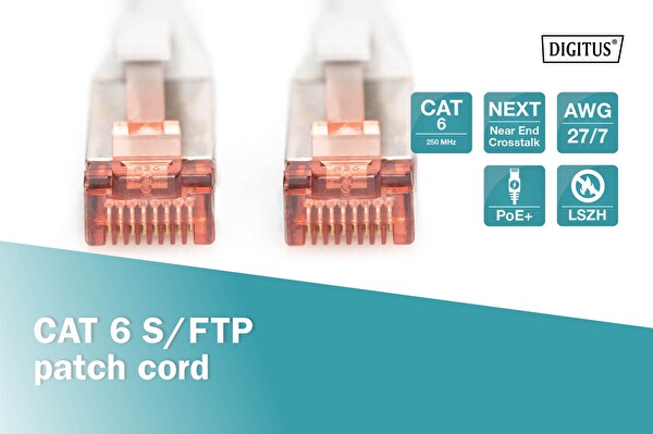 Digitus CAT 6 S/FTP RJ45 10 M 250 MHz LSZH Gri Ethernet Kablosu