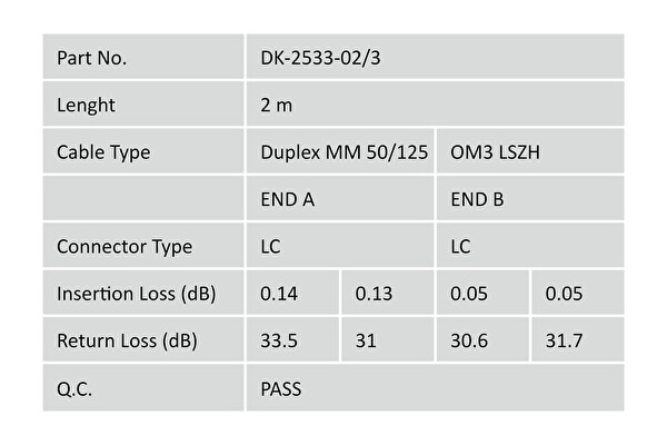 Digitus Fiber Optic Multimode OM 3 LC / LC Patch Kablo