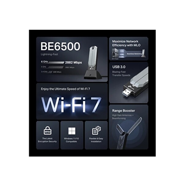 TP-Link Archer TBE400UH 2882 MBPS WiFi7 Kablosuz USB Adaptör