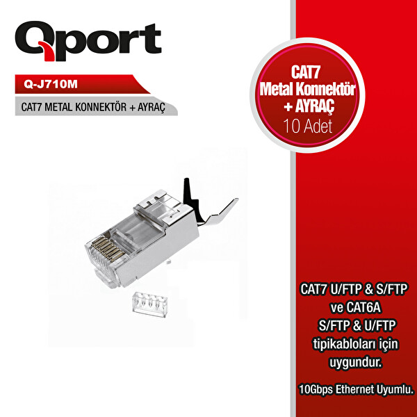 Qport Q-J710M Cat7 Konnektör ve Ayraç Seti 10 Adet