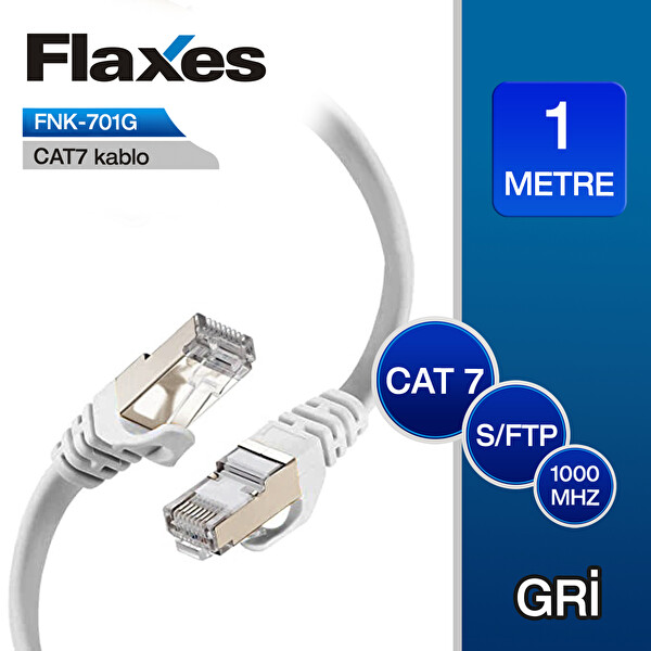 Flaxes FNK 701G Cat7 Patch Kablo 1 Metre Gri