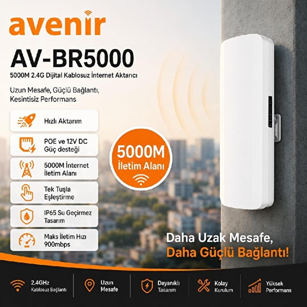 Avenir AV-BR500 2.4G Dijital Kablosuz İnternet Aktarıcı - 2 Adet Takım Set