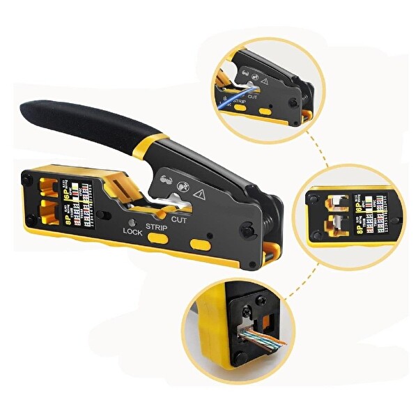 Electroon HT0204 Yeni Nesil 4'ü 1 Arada Network Kablolama ve Test Seti