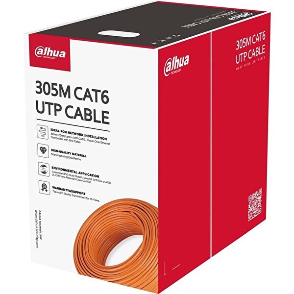 Dahua PFM922I-6UN-C 305 Metre U/UTP 23AWG CCA Turuncu CAT6 Kablo
