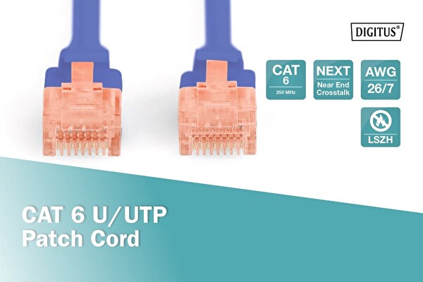 Digitus CAT 6 U UTP Bakır LSZH AWG 26 7 10 Metre Mavi Bağlantı Kablosu 3