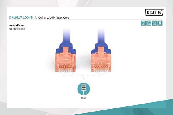 Digitus CAT 6 U UTP Bakır LSZH AWG 26 7 10 Metre Mavi Bağlantı Kablosu 5