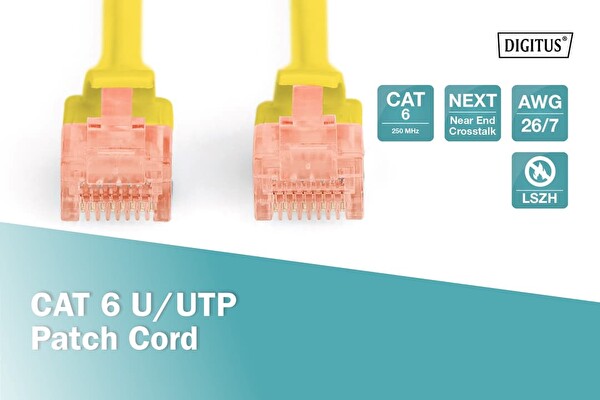 Digitus CAT 6 U UTP Bakır LSZH AWG 26 7 10 Metre Sarı Bağlantı Kablosu 4