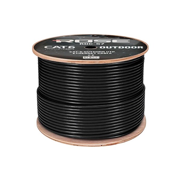 Rose RDC-57 305 M 23 AWG Outdoor Dış Ortam CAT6 Kablo 0.57 MM Siyah