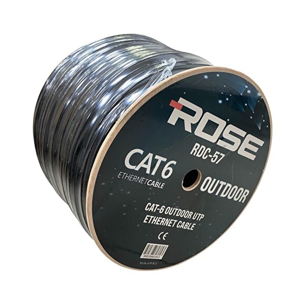 Rose RDC-57 305 M 23 AWG Outdoor Dış Ortam CAT6 Kablo 0.57 MM Siyah