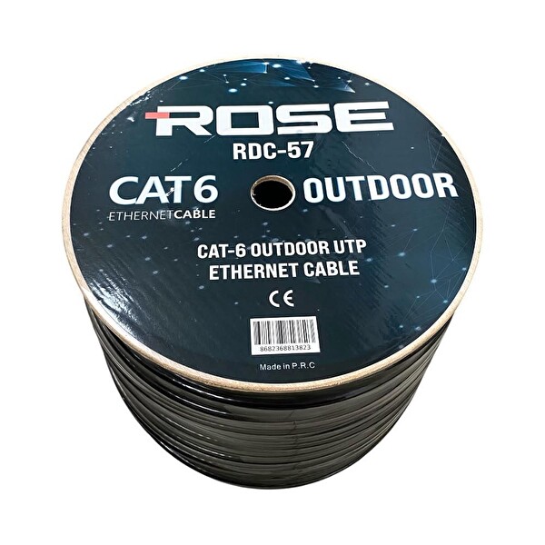 Rose RDC-57 305 M 23 AWG Outdoor Dış Ortam CAT6 Kablo 0.57 MM Siyah