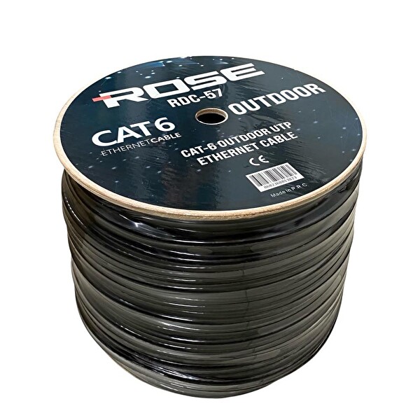 Rose RDC-57 305 M 23 AWG Outdoor Dış Ortam CAT6 Kablo 0.57 MM Siyah
