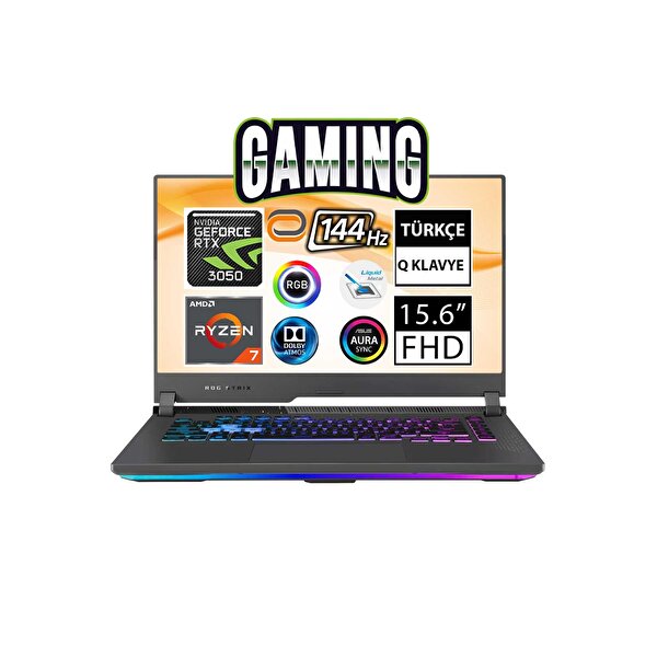 Asus  ROG Strix G15 G513RC-HN194A6 AMD Ryzen 7 6800HS 15.6" 64 GB RAM 512 GB SSD RTX3050 FHD FreeDOS Gaming Laptop