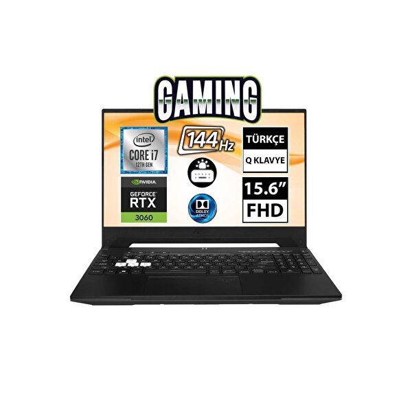 Asus  TUF Dash F15 FX517ZM-HN118A2 i7 12650H 15.6" 16 GB RAM 512 GB SSD+1 TB SSD RTX 3060 FHD FreeDOS Gaming Laptop
