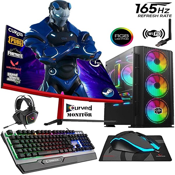 Zeiron SP23 Ryzen 5 3600 23.8 16 GB RAM 1 TB SSD 4 GB RX 550 165 Hz Curved FreeDOS Masaüstü Oyun Bilgisayarı