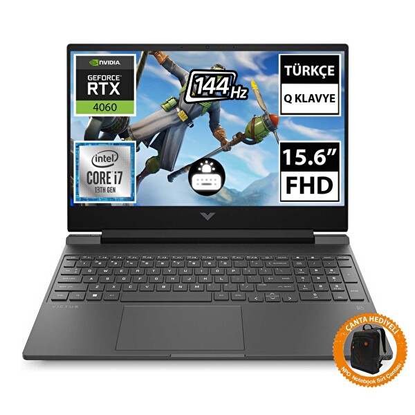 HP
										 Victus 15-FA1055NT 8U846EA04 Intel Core i7 13700H 15.6" 32 GB RAM 1 TB SSD RTX4060 FHD FreeDOS Gaming Laptop-CNT005 Çanta