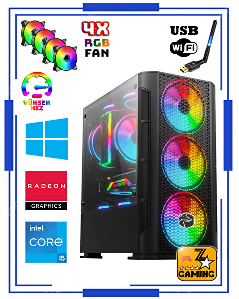 Zeiron RX15 Intel Core i5-12400F 16 GB RAM 512 GB M.2 NVMe SSD 8 GB RX580 FreeDOS Masaüstü Oyun Bilgisayarı