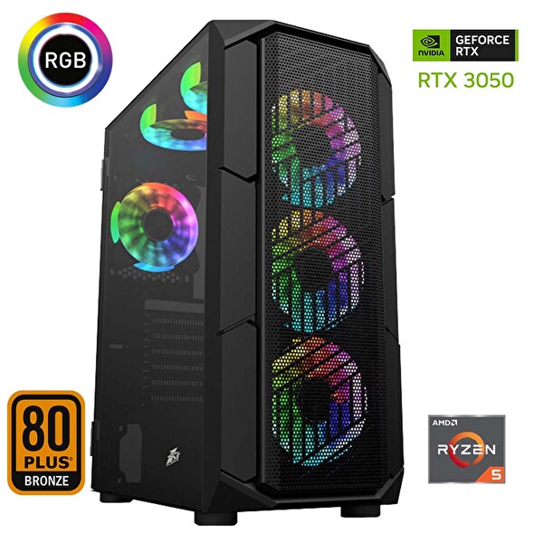 Xaser Xsr589 Ryzen 5 5600 16GB RAM 512GB M.2 NVMe SSD 6GB RTX3050 Ekran Kartı FreeDOS Oyun Bilgisayarı