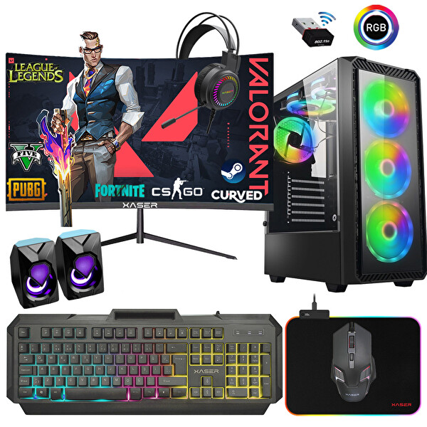 Xaser XSR774 Intel Core i7 3770 24 16 GB RAM 256GB SSD 4 GB RX550 Curved FreeDOS Masaüstü Oyun Bilgisayarı