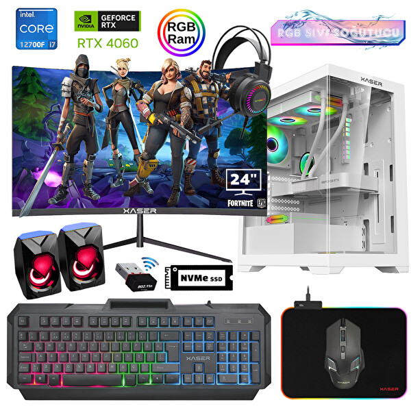 XSR896 i7 12700F 23.8" 16 GB RAM 512 GB M.2 NVMe SSD 8 GB RTX4060 180Hz Curved FreeDOS Gaming Masaüstü
