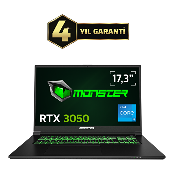 Monster Abra A7 V15.3.3 Intel Core i5 13500H 16 GB RAM 500 GB SSD 6 GB RTX 3050 Windows 11 17,3