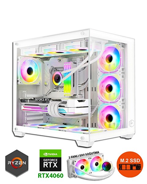 Zeiron Mirage X32 Pro White Ryzen 7 5700X 32GB RAM 1TB M.2 NVMe SSD 8GB RTX4060 Sıvı Soğutmalı FreeDOS