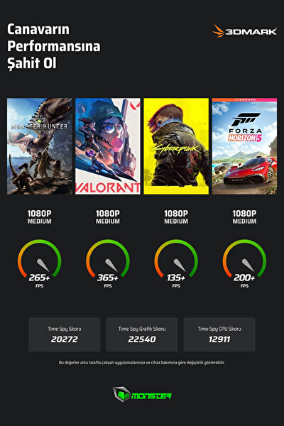 Monster Tulpar T6 V3.4.3 Intel Core i7 13700HX 16 GB RAM 500 GB SSD 8GB RTX 5070 Windows 11 Home 16