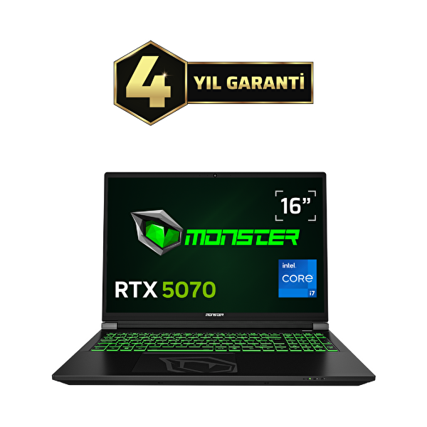 Monster Tulpar T6 V3.4.4 Intel Core i7 13700HX 16 GB RAM 1 TB SSD RTX 5070 FreeDOS 16